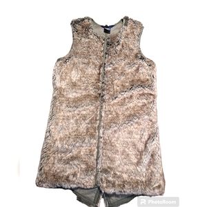 Polo Ralph Lauren Women's Brown Faux Fur Long Vest Sz Large